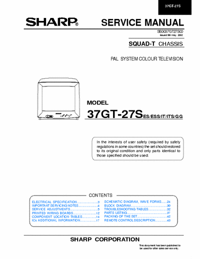 Sharp 37GT-27S SERVICE MANUAL